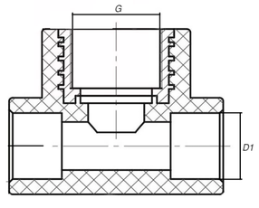 Тройник полипропиленовый PPRC-VR комбинированный MeerPlast Дн25х3/4″ Ру25 внутренняя резьба, серый